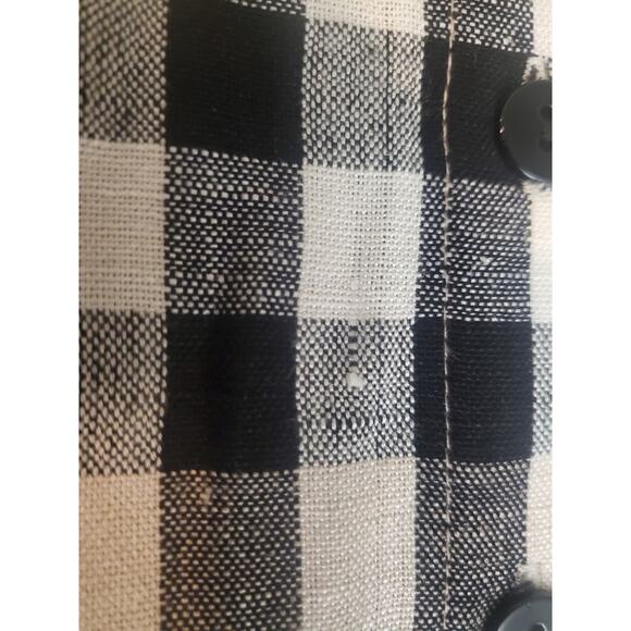 Beige Black RedCheck Dress Sz 4/6 Sz S sleevless w/pockets linen rayon buttons - Picture 3 of 8